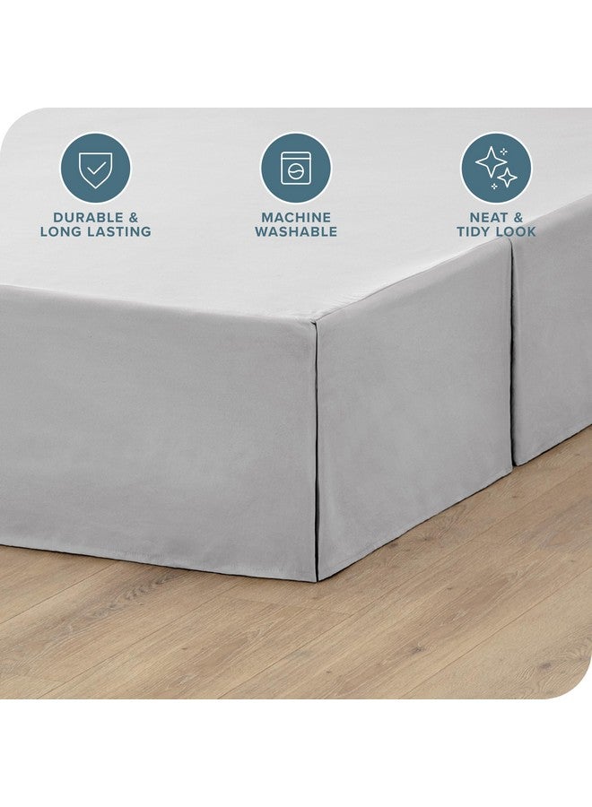 Bare Home Bare Home Bed Skirt Double Brushed Premium Microfiber, 15-Inch Tailored Drop Pleated Dust Ruffle, 1800 Ultra-Soft, Shrink and Fade Resistant (Queen, Light Grey) - Image 2
