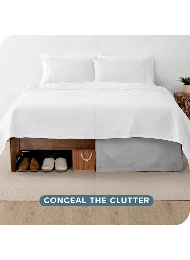 Bare Home Bare Home Bed Skirt Double Brushed Premium Microfiber, 15-Inch Tailored Drop Pleated Dust Ruffle, 1800 Ultra-Soft, Shrink and Fade Resistant (Queen, Light Grey) - Image 3