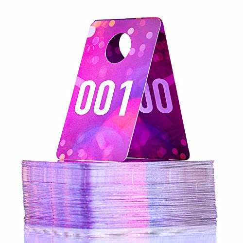 AIKESIWAY Live Plastic Number Tags Consecutive Live Number Tag, 1.97x3.15 Inch (5x8cm),Normal and Reverse Mirror Image Number Cards for Live Sales, Hanger Cards for Clothes, Reusable (1-100, Pink Spots) - Image 1