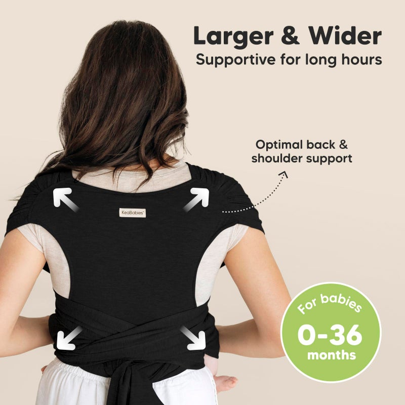 KeaBabies Baby Wrap Carrier Ring Sling - Easy to Wear, Adjustable D-Lite Baby Carrier Newborn to Toddler, Infant Carrying Shirt, Hands Free Bonding, Breathable Fabric Wearing Wrap (Trendy Black) - Image 2