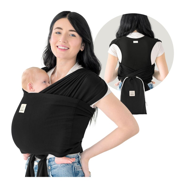 KeaBabies Baby Wrap Carrier Ring Sling - Easy to Wear, Adjustable D-Lite Baby Carrier Newborn to Toddler, Infant Carrying Shirt, Hands Free Bonding, Breathable Fabric Wearing Wrap (Trendy Black) - Image 1