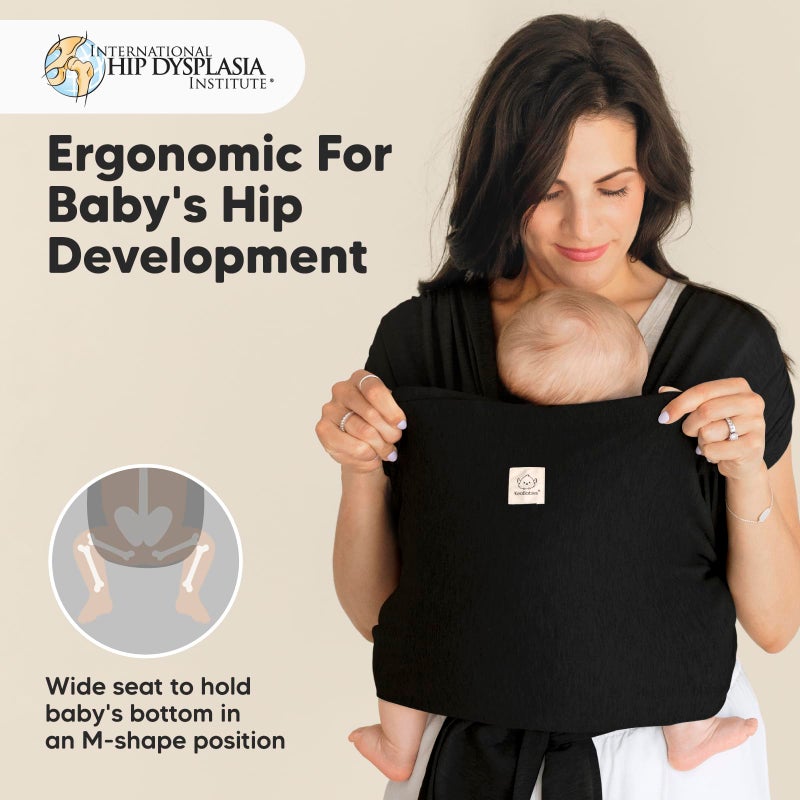 KeaBabies Baby Wrap Carrier Ring Sling - Easy to Wear, Adjustable D-Lite Baby Carrier Newborn to Toddler, Infant Carrying Shirt, Hands Free Bonding, Breathable Fabric Wearing Wrap (Trendy Black) - Image 5