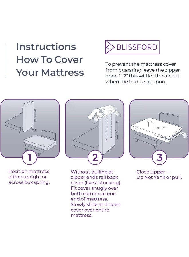 SHOPBEDDING Plastic Mattress Protector Zippered Full Waterproof Vinyl Mattress Cover Heavy Duty Noiseless Mattress Encasement by Blissford - Image 3