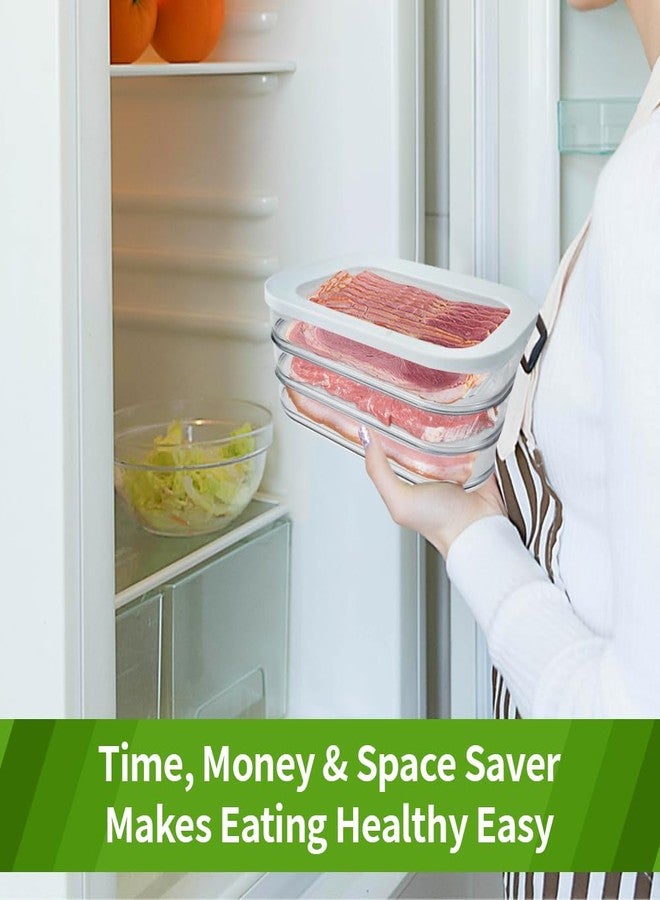 IBEQUEM Deli Meat Container for Fridge, Stackable Bacon Lunch Container for Refrigerator, Meal Prep Containers with Serving Tongs, Food Storage Boxes with Lid for Cold Cuts Salami Lunch Meat, BPA Free - Image 4