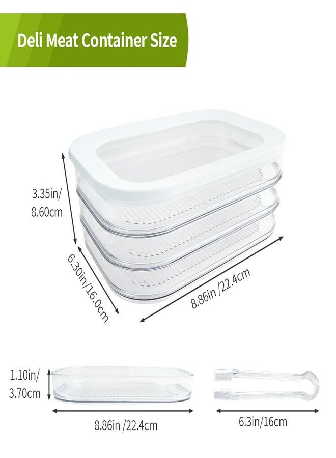 IBEQUEM Deli Meat Container for Fridge, Stackable Bacon Lunch Container for Refrigerator, Meal Prep Containers with Serving Tongs, Food Storage Boxes with Lid for Cold Cuts Salami Lunch Meat, BPA Free - Image 2