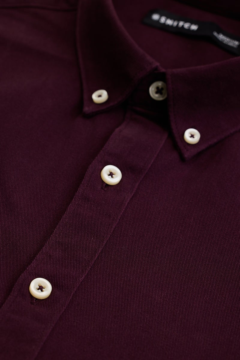 SNITCH Burgundy Solid Twill Shirt - Image 2
