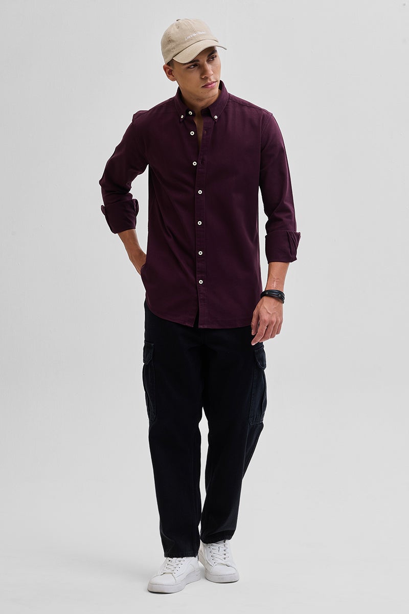 SNITCH Burgundy Solid Twill Shirt - Image 3