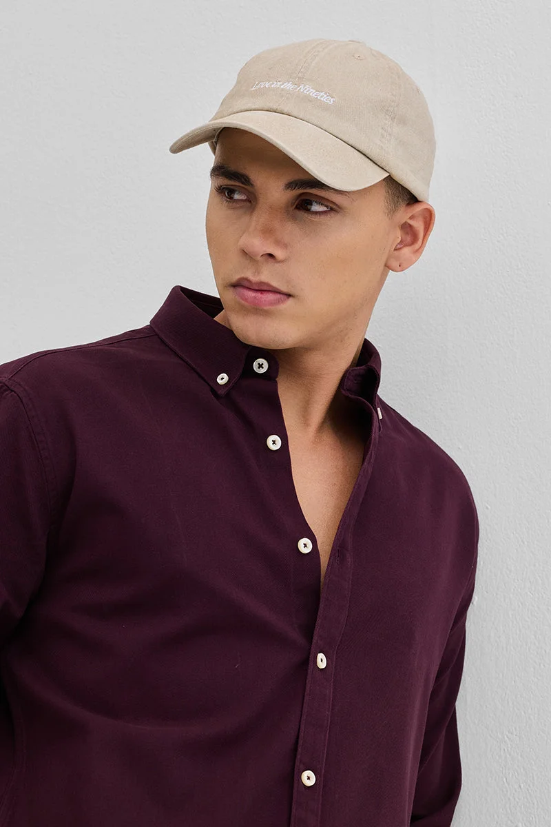 SNITCH Burgundy Burgundy Solid Twill Shirt for Men | Best Price UAE
