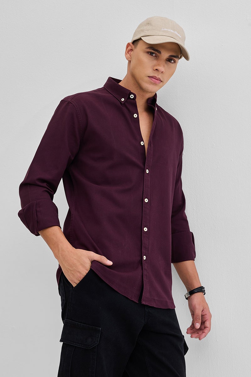 SNITCH Burgundy Solid Twill Shirt - Image 4