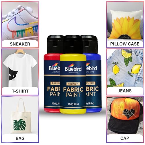 BLUEBIRD Fabric Paint, Sky Blue, 3.4 Fl Oz, Permanent Fabric Paints for Clothes, Furniture Upholstery - Image 3