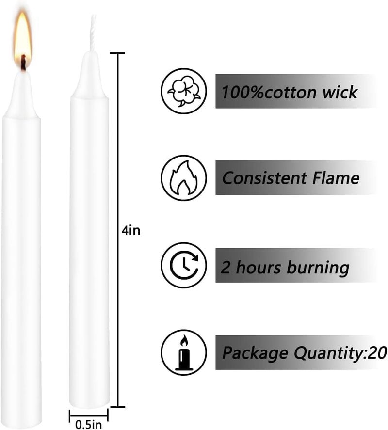 Howemon White Candles Set of 40, 4" White Spell & Chime Candles, Unscented Mini Taper Candle for Witchcraft, Wiccan Altar, Magic Tools, Rituals, Prayer, Meditation and Christmas Party Decoration - Image 3