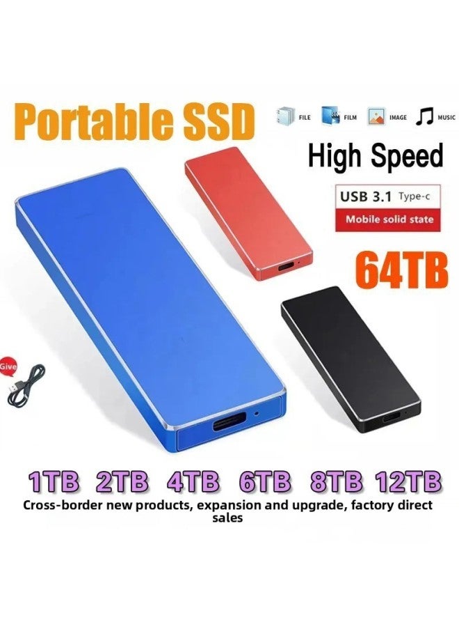 Loquat Dedicated To Expansion And Upgrading Of High-speed SSD Mobile Solid-state Drives 500GB-64TB External Metal Hard Drives 2T-Capacity:8TB-Interface:Blue  - Image 1