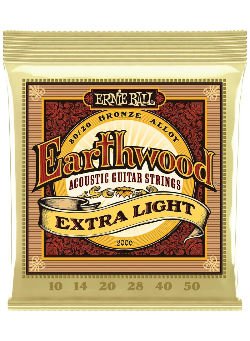 Ernie Ball Ernieball P02006 earthwood extra light 80/20 bronze acoustic guitar strings - 10-50 gauge - Image 1