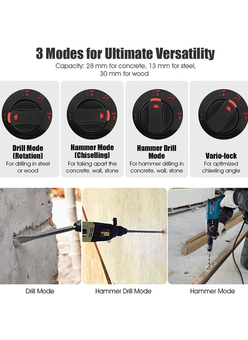 SAFETY 3 in 1 Electric Hammer Drill Power Drill 800W 1300RPM With Depth Stop Tool  - Image 4
