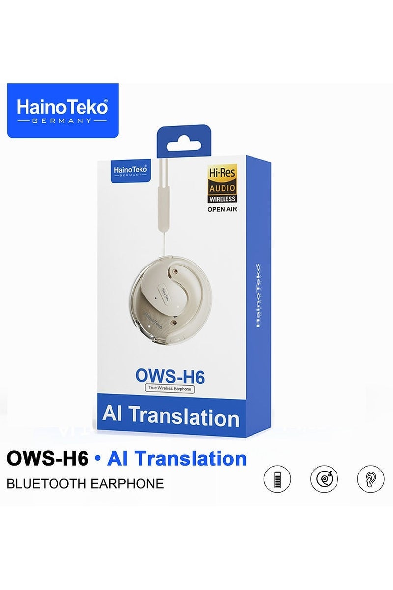 Haino Teko Haino Teko OWS-H6 Bluetooth Earphones – Hi-Res Audio, AI Voice Translation, Universal Compatibility – Wireless Open-Ear Design with Clear Sound – Silver - Image 3