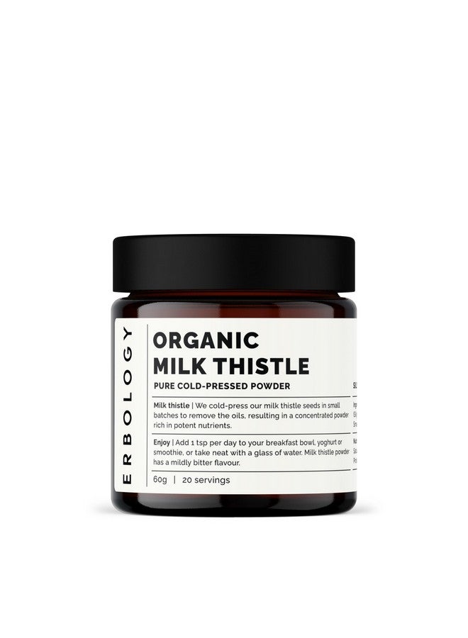Erbology Organic Milk Thistle Powder 2.1 oz - 20 Servings - 180mg Silymarin per Serving - Liver Health - Cold-Pressed from 100% Milk Thistle Seeds - Sustainably Sourced in Europe - Vegan - GMO-Free - Image 1