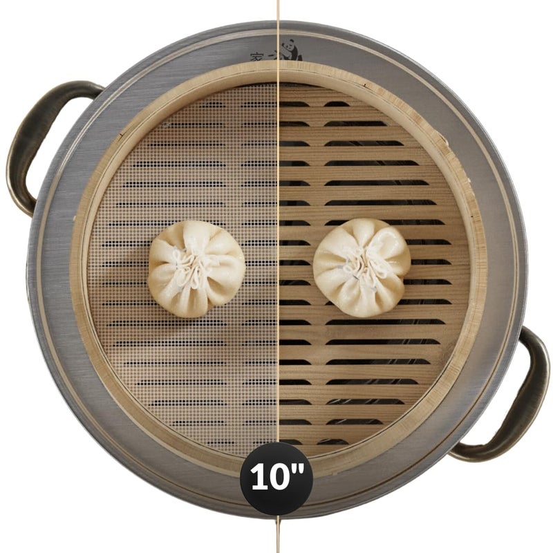 Prime Home Direct Bamboo Steamer Silicone Liners 10-Inch | 6 Count | BPA Free | Reusable & Non Stick for Air Fryer, Dumpling Food Steam Pot & Dim Sum Steaming | Round Mesh Parchment Baking Sheet Paper - Image 1
