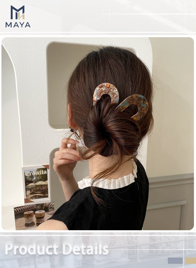 Maya 1pcs Vintage U Shaped Hairpin Acetic Acid Barrettes Bun Hair Stick - Image 4