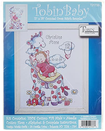 Tobin Giraffe Girl, 11 x 14 Counted Cross Stitch Kit, Multi, Multicolor (T21733) - Image 1