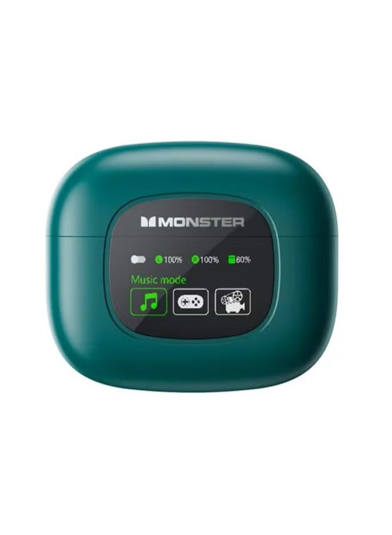 Monster Monster XKT20 Wireless Bluetooth Earbuds Gaming Headphones Deep Bass Low Latency Game Headset with Built-in Microphone Noise Canceling Green  - Image 1