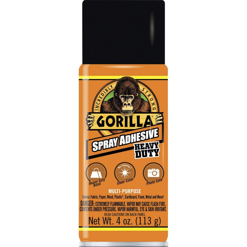 Gorilla Gorilla Heavy Duty Spray Adhesive, Multipurpose and Repositionable, 4 Ounce, Clear, (Pack of 1)  - Image 1