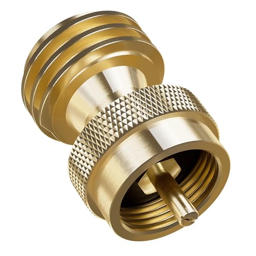 NUPICK Propane Tank Adapter, 1 Lb to 20 Lb Converter, Hook Up Small Propane Tanks to BBQ Grill, 100% Solid Brass Construction - Image 1