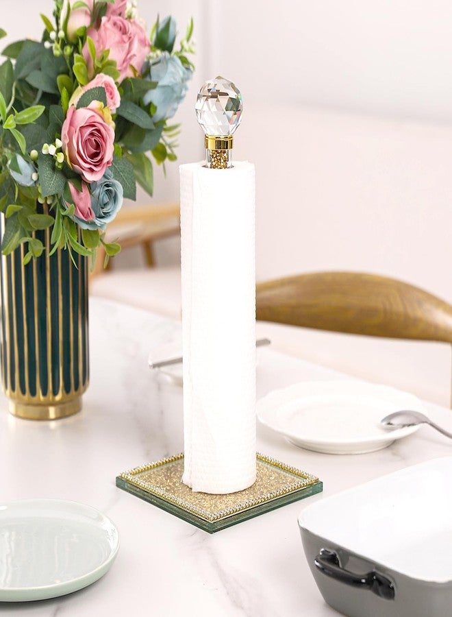 Hochance Gold Crystal Standing Paper Towel Roll Holder Countertop Weighted Rack,Glam Cute Bling Rhinestone Jeweled Diamonds Modern Decoration Christmas Housewarming Gifts for Kitchen Home Bar - Image 5