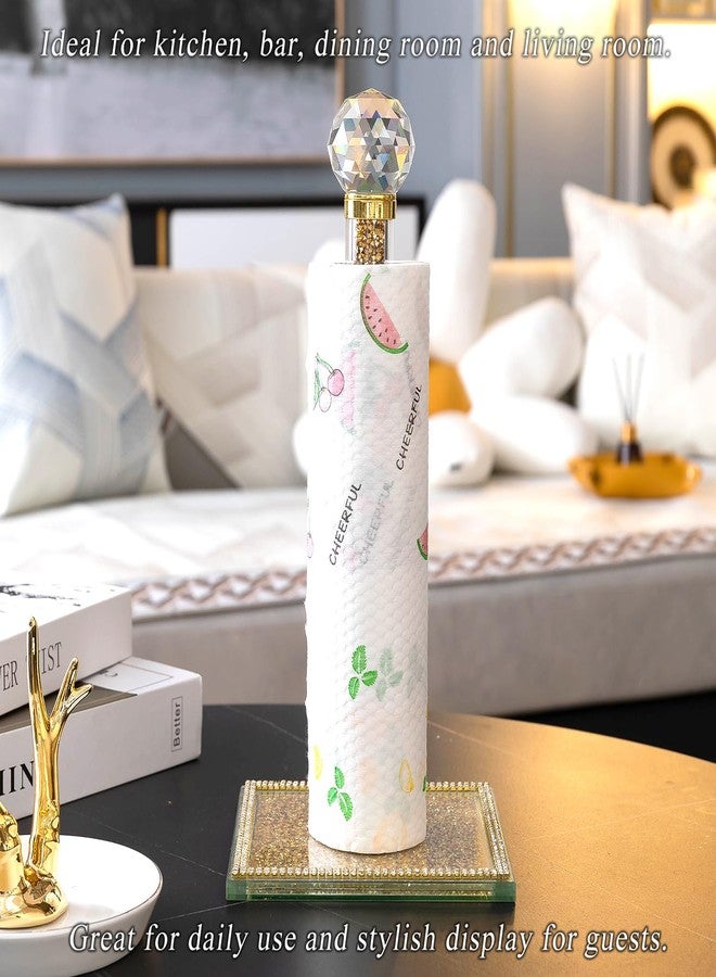 Hochance Gold Crystal Standing Paper Towel Roll Holder Countertop Weighted Rack,Glam Cute Bling Rhinestone Jeweled Diamonds Modern Decoration Christmas Housewarming Gifts for Kitchen Home Bar - Image 4