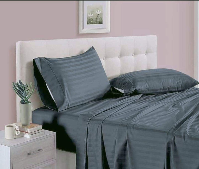 MORADO® Linen 100% Cotton 210 TC King Bed Size Bedsheet with 2 Pillow Covers (100x108 inch, Grey) - Image 1