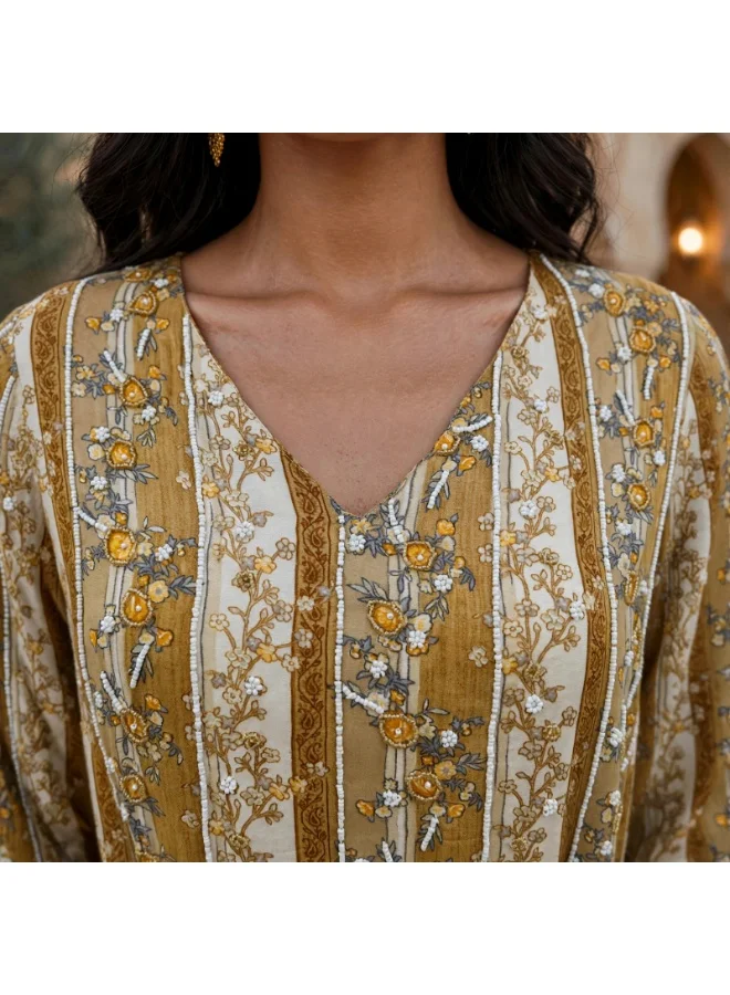 اكسا جلابية رونق الزهور المتفتحة IK25Yellow