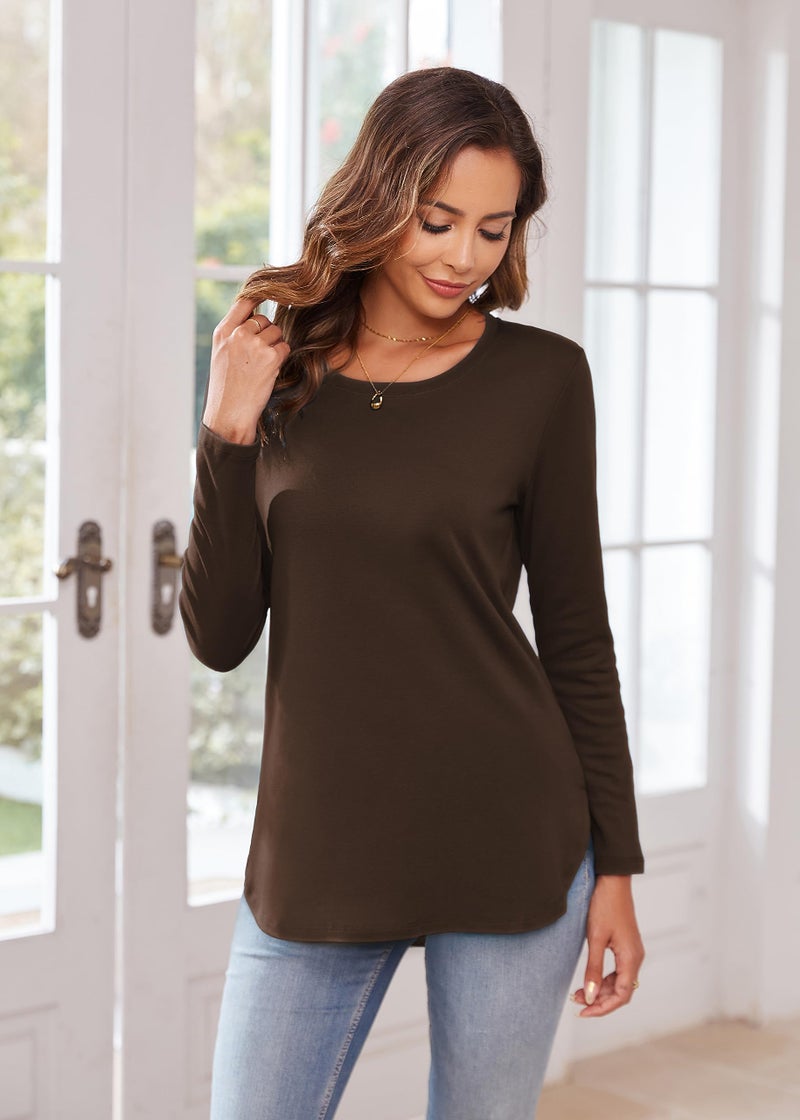 Herou Women's Casual Long Sleeve T Shirt Crewneck With Side Split Fall Pullover Loose Tunic Sweater Tops - Image 4