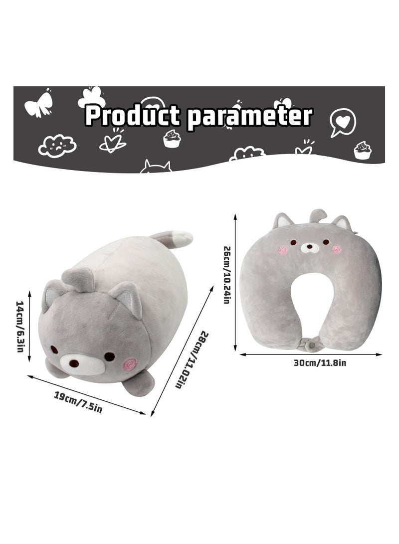 CMGTYYD. وسادة السفر للأطفال، وسادة السفر 2 في 1 للأطفال، وسادة سفر للأطفال، وسادة الرقبة والرقبة الناعمة والرائعة على شكل دب حيوانات تتحول إلى وسادة رقبة على شكل حرف U لتوفير الراحة أثناء رحلات الطائرة والسيارة والقطار والحافلة - Image 2