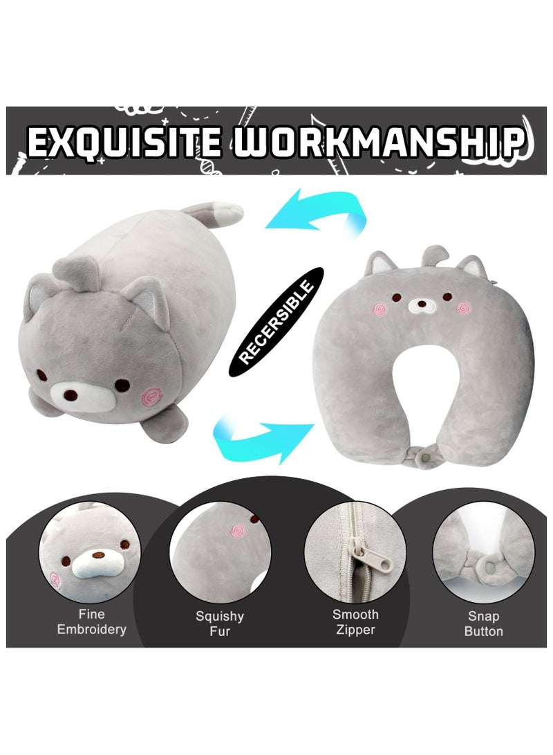 CMGTYYD. وسادة السفر للأطفال، وسادة السفر 2 في 1 للأطفال، وسادة سفر للأطفال، وسادة الرقبة والرقبة الناعمة والرائعة على شكل دب حيوانات تتحول إلى وسادة رقبة على شكل حرف U لتوفير الراحة أثناء رحلات الطائرة والسيارة والقطار والحافلة - Image 3