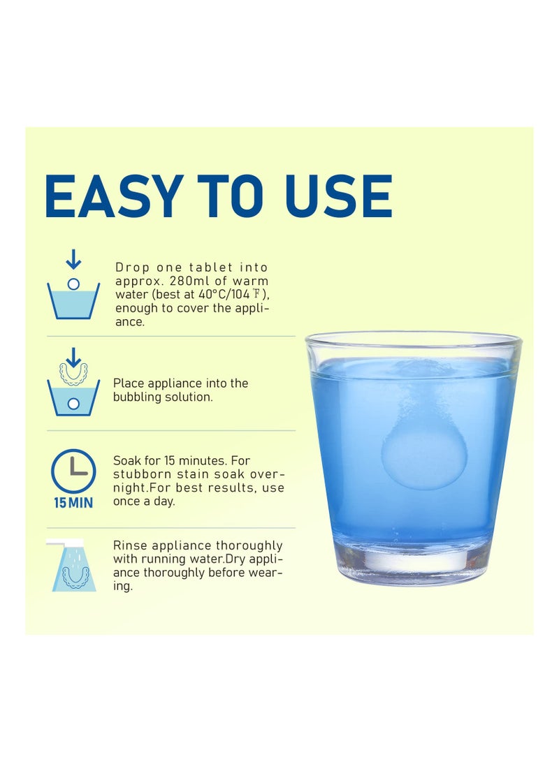 KASTWAVE أقراص تنظيف أطقم الأسنان مع مثبت 36 قرص تنظيف تكفي لمدة شهر أقراص تنظيف أطقم الأسنان للاستخدام الليلي واقي الفم تنظيف الأسنان الصناعية يزيل الروائح والبقع والبلاك بنكهة النعناع - Image 5