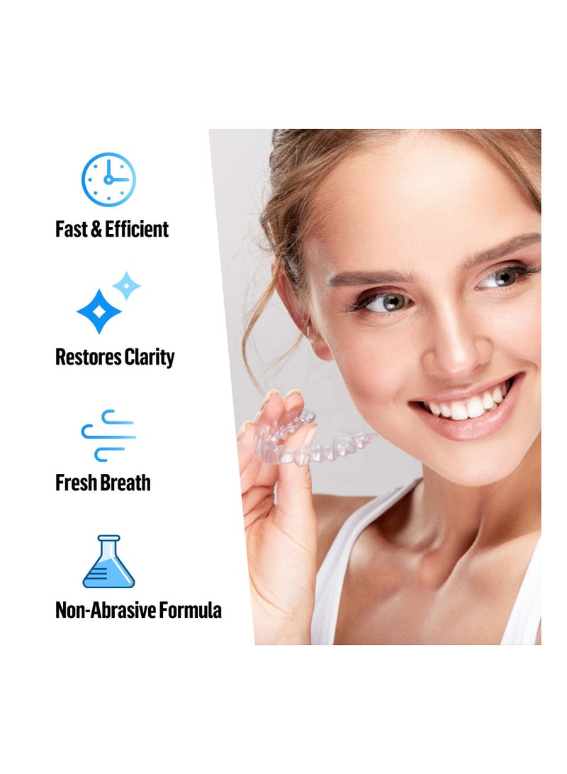 KASTWAVE أقراص تنظيف أطقم الأسنان مع مثبت 36 قرص تنظيف تكفي لمدة شهر أقراص تنظيف أطقم الأسنان للاستخدام الليلي واقي الفم تنظيف الأسنان الصناعية يزيل الروائح والبقع والبلاك بنكهة النعناع - Image 3