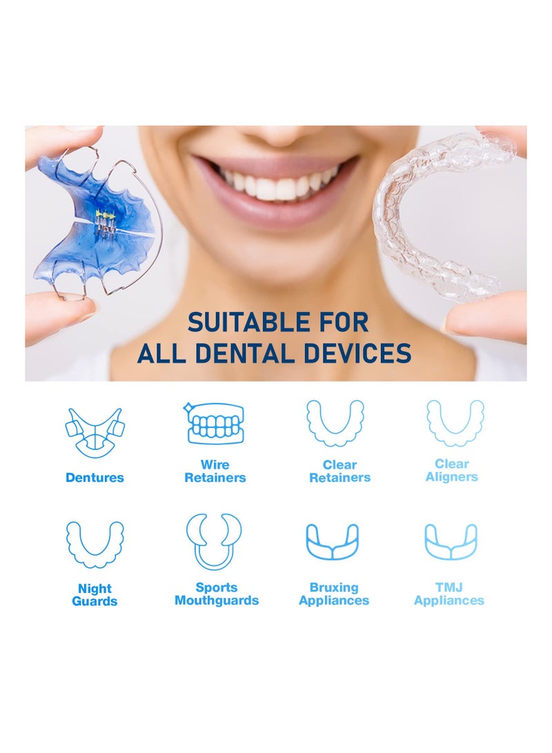 KASTWAVE أقراص تنظيف أطقم الأسنان مع مثبت 36 قرص تنظيف تكفي لمدة شهر أقراص تنظيف أطقم الأسنان للاستخدام الليلي واقي الفم تنظيف الأسنان الصناعية يزيل الروائح والبقع والبلاك بنكهة النعناع - Image 4