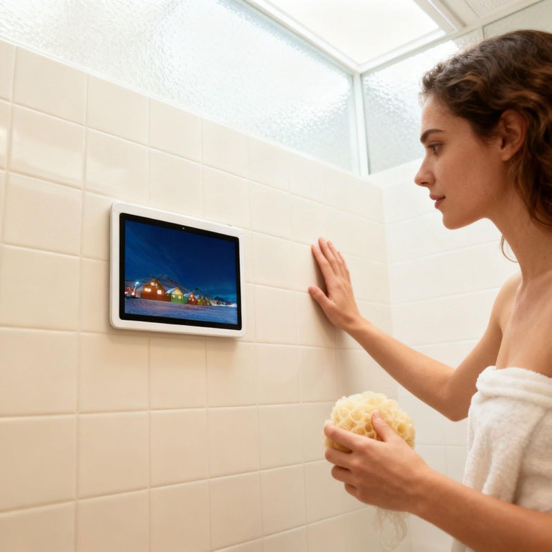 Sorandy Wall Mount Shower Tablet Holder Pocket Smartphone Shelf No Drill Installation 360 Degree Rotation For Bathroom Kitchen Wall Mirror - Image 3