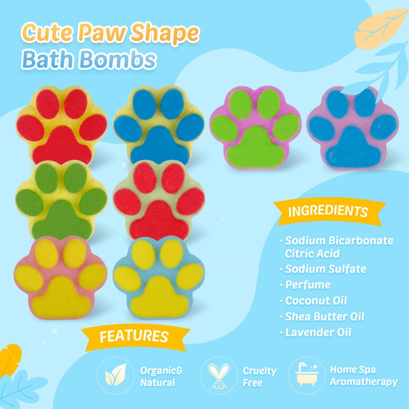 leoce Bath Bombs for Kids with Surprise Inside, 40 Large Number Pack Paw Shape Bath Bombs Gift Set, Natural Organic Kids Bubble Bath Fizzy for Girls Boys with Bath Toys Inside - Image 5