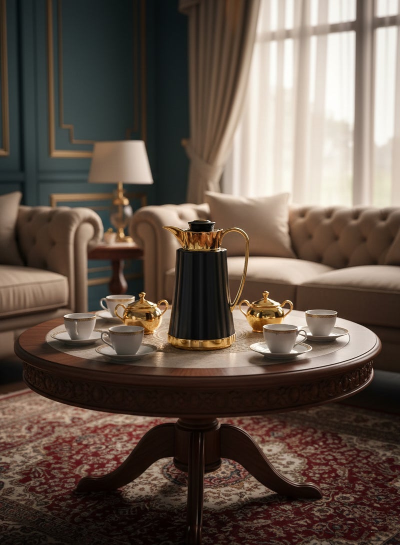 باصرة ترمس شاي وقهوة باصرة 1 لتر – يحافظ على الحرارة 12 ساعة والبرودة 24 ساعة، تصميم أنيق لون اسود - Image 5