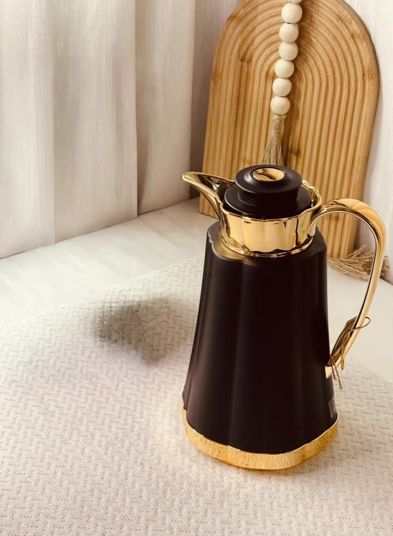 باصرة ترمس شاي وقهوة باصرة 1 لتر – يحافظ على الحرارة 12 ساعة والبرودة 24 ساعة، تصميم أنيق لون اسود - Image 3