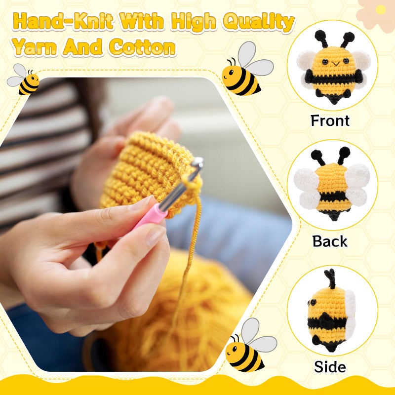 Dalycro Gifts for Mom Positive Bee Keychain Hand-Knitted Crochet Bee with Wings Inspirational Gift for Women Birthday Mother's Day (Classic) - Image 4