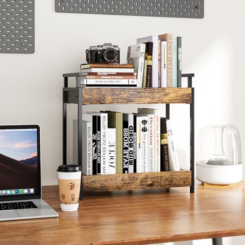 KLM Countertop Coffee Station Organizer, 2 Tier Wooden Shelf for Coffee Bar Accessories, Condiment Storage Caddy for Kitchen, Bathroom Counter Organizer, Home, Office - Brown - Image 4
