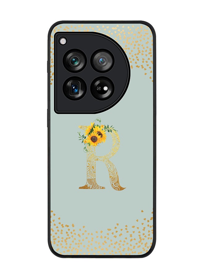 Stylizedd Rugged Black edge case for OnePlus 12R / OnePlus Ace 3 5G, Slim fit Soft Cover Custom Monogram Initial Letter Floral Pattern Alphabet - R (Light Grey)  - Image 1