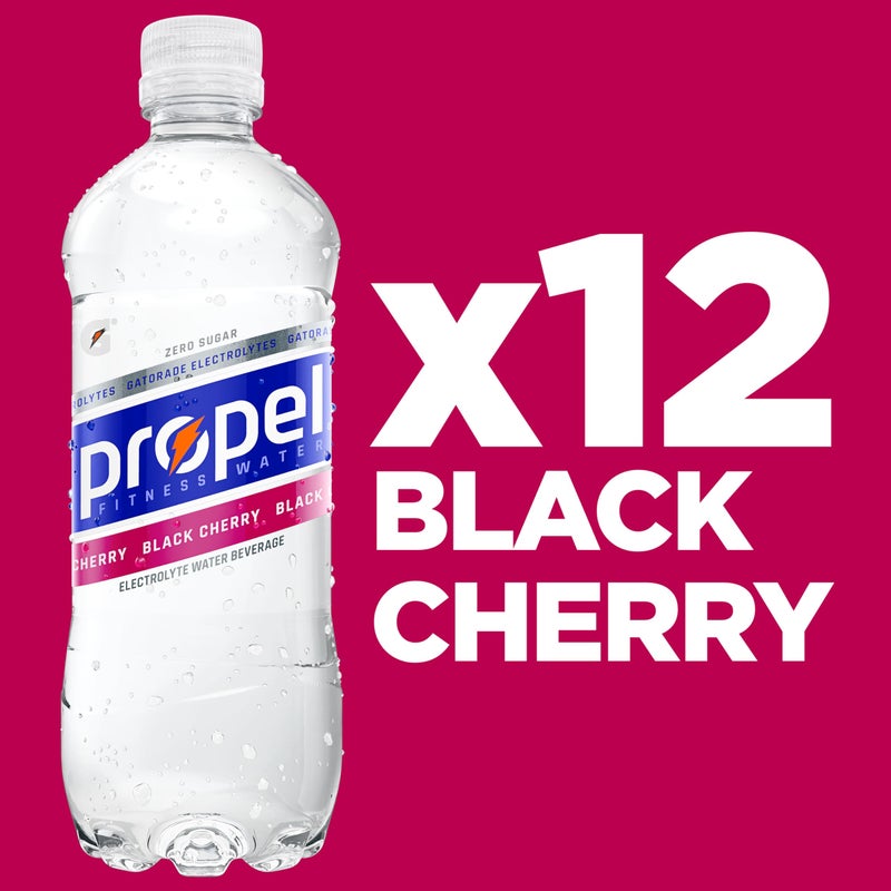 Propel, Black Cherry, Zero Calorie Sports Drinking Water with Electrolytes and Vitamins C&E, 16.9 Fl Oz (12 Count) - Image 2