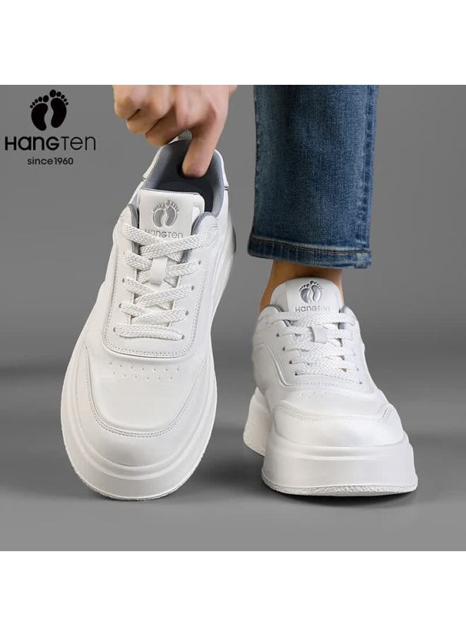 Hang Ten Men's Spring New Trendy Casual Sneakers Height Increasing White Shoes Comfortable Waterproof Wear-resistant Soft Sole Shoes For Men - Image 3