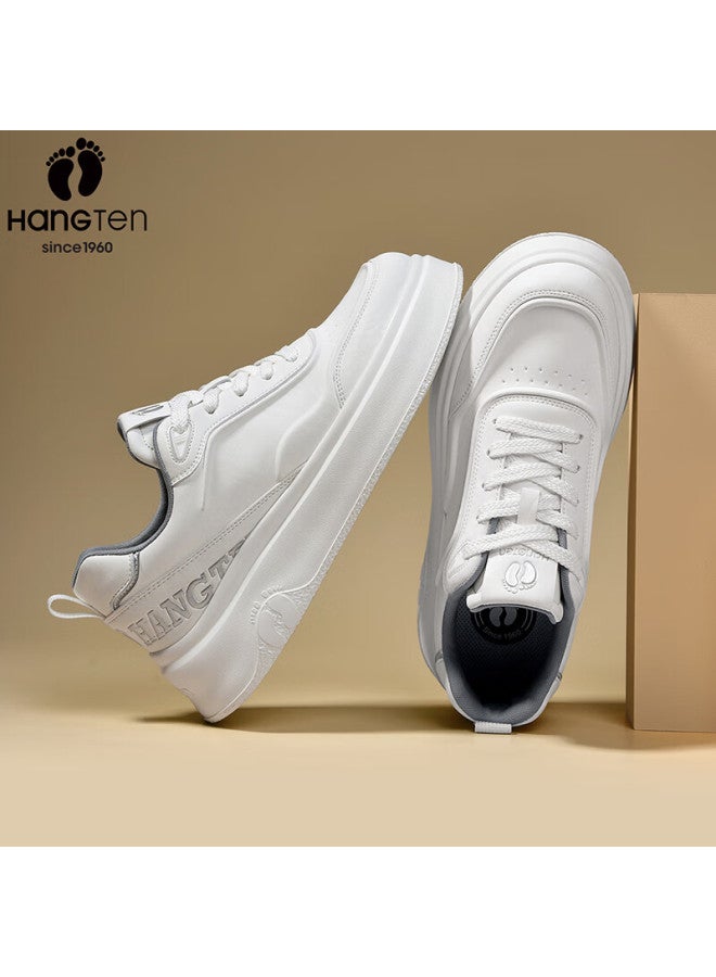 Hang Ten Men's Spring New Trendy Casual Sneakers Height Increasing White Shoes Comfortable Waterproof Wear-resistant Soft Sole Shoes For Men - Image 2