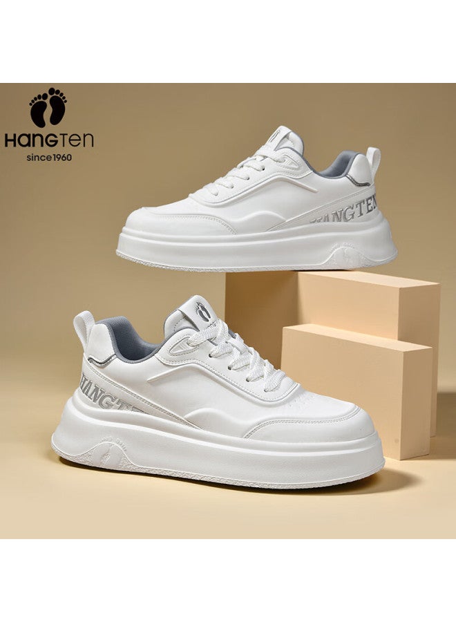 Hang Ten Men's Spring New Trendy Casual Sneakers Height Increasing White Shoes Comfortable Waterproof Wear-resistant Soft Sole Shoes For Men - Image 1