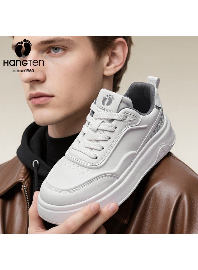 Hang Ten Men's Spring New Trendy Casual Sneakers Height Increasing White Shoes Comfortable Waterproof Wear-resistant Soft Sole Shoes For Men - Image 4