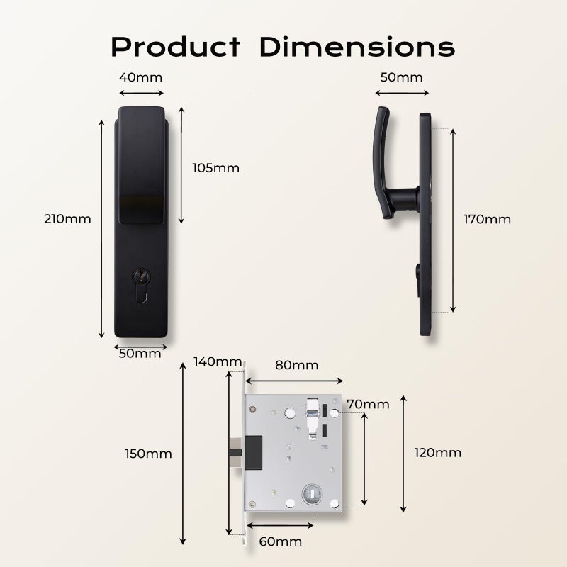 I-EASYDWW Push Pull Door Handle Set, Matte Black Interior Door Handle with Lever, Zinc Alloy Silent Door Lock for Bedroom, Modern Door Hardware, Reversible for Left & Right Wooden Doors - Image 4