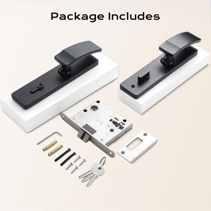 I-EASYDWW Push Pull Door Handle Set, Matte Black Interior Door Handle with Lever, Zinc Alloy Silent Door Lock for Bedroom, Modern Door Hardware, Reversible for Left & Right Wooden Doors - Image 5